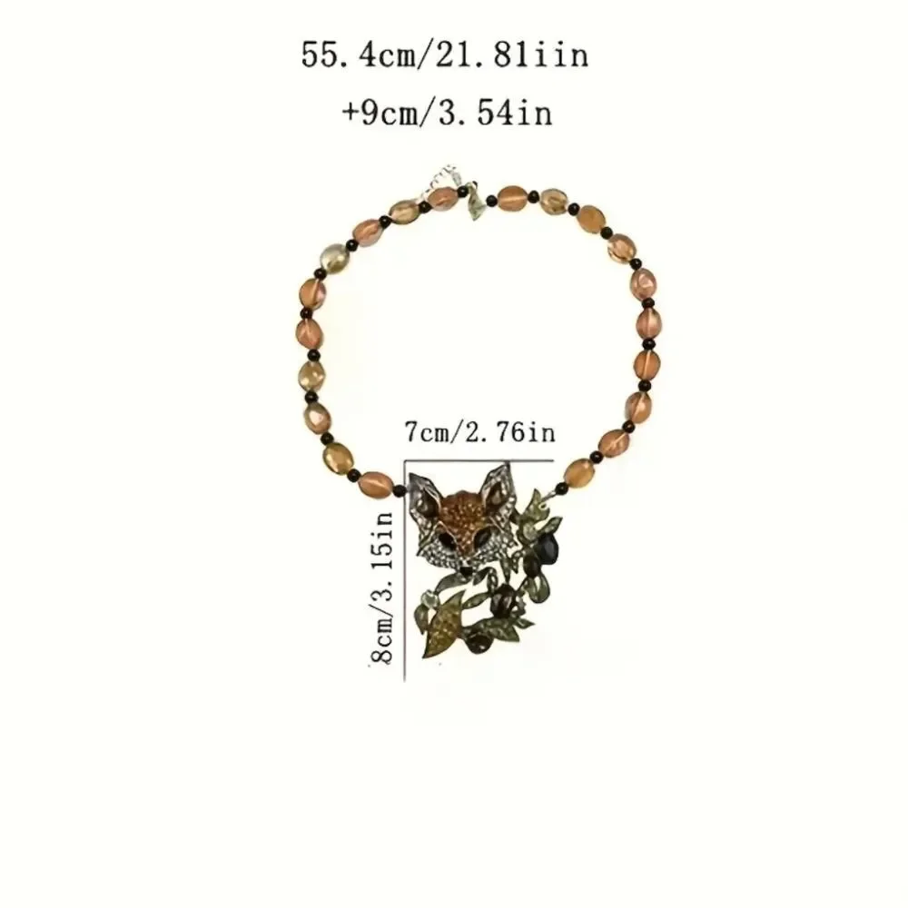 Bohemian Fox Rhinestone Crystal Statement Necklace & Earring Set